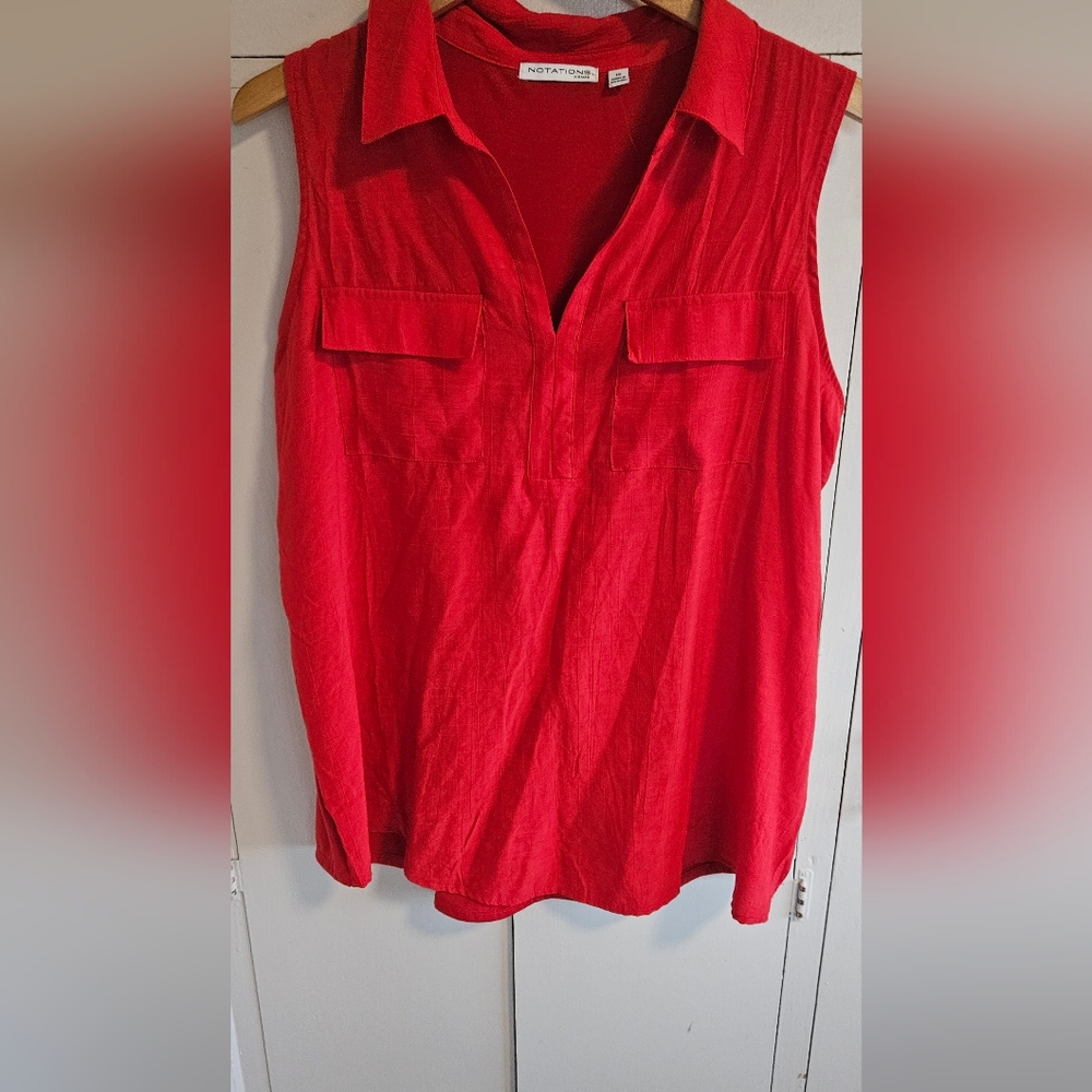 Notations Bold Sleeveless Red Blouse Size 1X